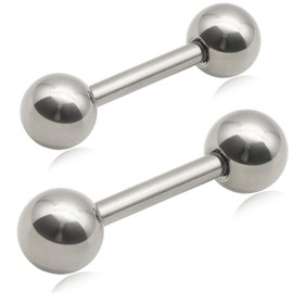 Adelina Style Pure Titanium Dumbbell Ball Earrings, Round Ball, Stud Earrings, Popular, 16G, Cartilage Earrings, Men's, Women's, 1 Pair, Hypoallergenic, Unisex, Unisex, Titanium, No Gemstone