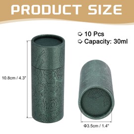 sourcing map 10pcs Kraft Paperboard Tubes, 30ml Empty Round Cardboard Box Gift Packing Box Tube Container for Essential Oil Bottle Packaging Crafts Pencils Tea Caddy Coffee Cosmetic, Dark Green