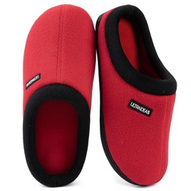 ULTRAIDEAS Women's Cozy Fleece-Lined Memory Foam Slippers with Anti-Slip Rubber Sole for Indoor/Outdoor (Fiery Red, Size 5-6)