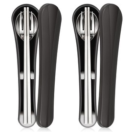 PHILIPALA 3PCS Travel Camping Flatware Set, 18/8 Reusable Stainless Steel Cutlery Set with Case, Portable Silverware Lunch Box for Camping and Office(Silver)