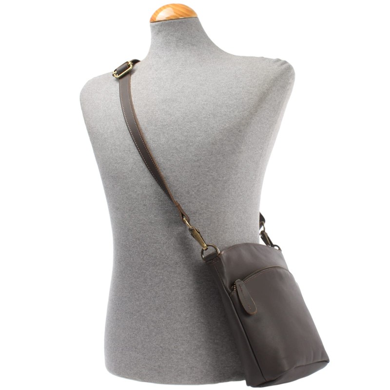 Leconi LE3049 Women’s Small Vintage-Style Leather Shoulder Bag/Handbag/Leisure Bag, 22