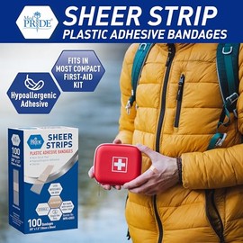 MED PRIDE Vendas Estériles Extra Pequeñas Con Almohadilla Antiadherente, Pequeñas Curitas Hipoalergénicas Sin Látex Para Pieles Sensibles, Paquete De 100 (3/8" X 1,5") 3/8” X 1,5”