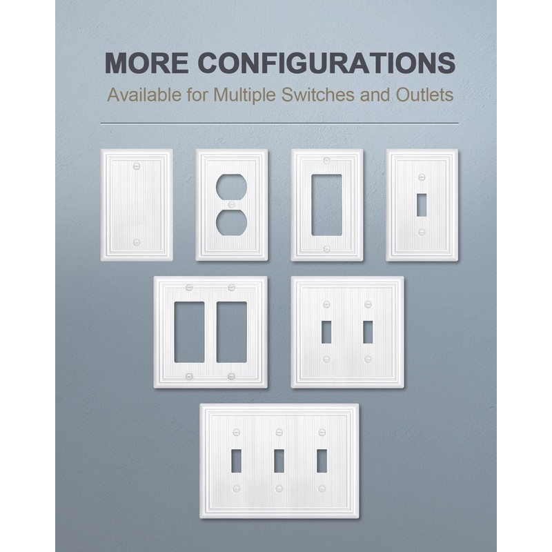 ZILLSEA 2-Pack Pure White Triple Toggle Light Switch Covers, Metal