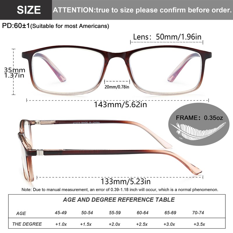 YTDBNS Reading Glasses for Men and Women, Blue Light Blocking