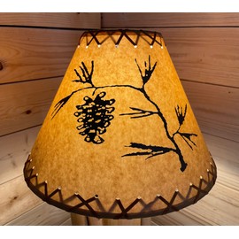 Rustic Oiled Craft Paper Laced Pine Cone Scene Lamp Shade - 14"