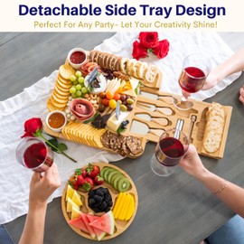 Large Charcuterie Boards Gift Set: Bamboo Cheese Board and Knife Set, Cheese Tray- Unique for Mom, 10 Host Accessories, House Warming, Christmas Gifts New Home, Wedding Gifts for Couple