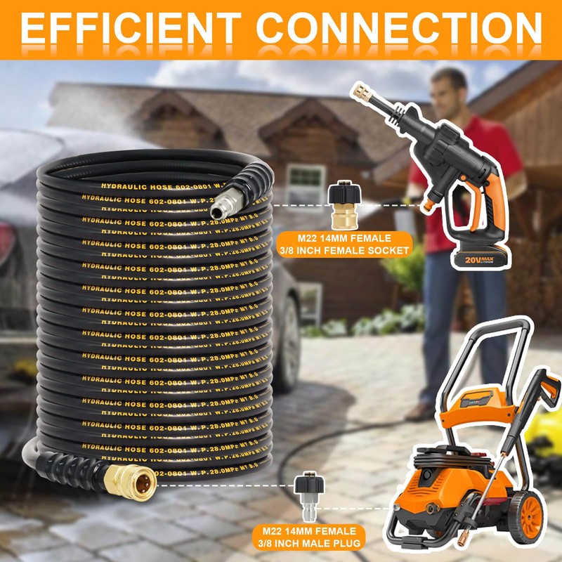 100FT Pressure Washer Hose 3/8''- 5000 PSI High Tensile Wire
