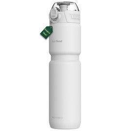 MYFOREST 24oz/700ml Insulated Cycling Water Bottle, Surgical Steel 18/10, Fits Most Bike Cages, Gulp/Sip 2-in-1, Dishwasher-Safe, Anti-Scratch (Matte White)