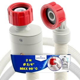 Aquastop Washing Machine and Dishwasher Hose 2 m with Angle and Straight Safety Valve Diameter 3/4 Inch Water Stop Washing Machine Inlet Hose Max 90 °C MONTERAL
