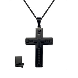 KONFEN Men's Women's Necklace with Pendant, 3 mm x 24 Inch Cross Necklace Pendant Made of 304 Stainless Steel for Men, 60 cm Multilayer Stainless Steel Chain Crucifix Necklace Men Chains Cross Pendant