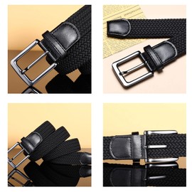 Golf Belts for Men Women 1 Pack Braided Elastic Fabric Stretch Mens Belt Canvas Woven for Jeans Youth Men's Belt Sports Hiking 36 40 44 48 (Blue, 30"-34" Waist Adjustable)