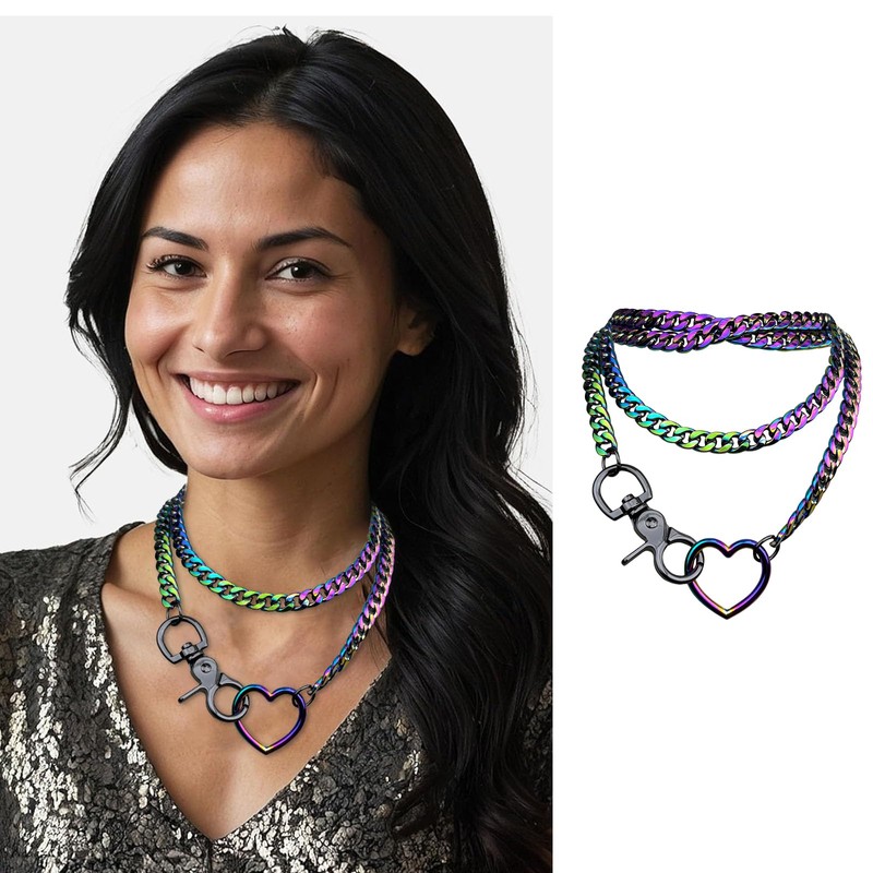 Mrltau Women's Choker Necklace, O-Ring Collar, Adjustable Collar, Women's Slide