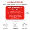 4 Pack Food Allergy Notice Sign Allergen Caution Warning Sticker