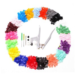 Snap Pliers + 400 Sets T5 Plastic Snap Buttons Fasteners 20 Colors Poppers Press DIY Studs Tools with Clear Storage Boxes