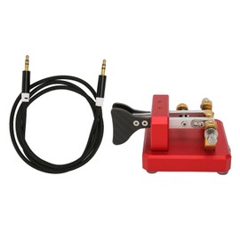 Morse Code Key Double Paddle Automatic Shortwave Portable CW Morse Telegraph Key for Camping Indoor Wine Red