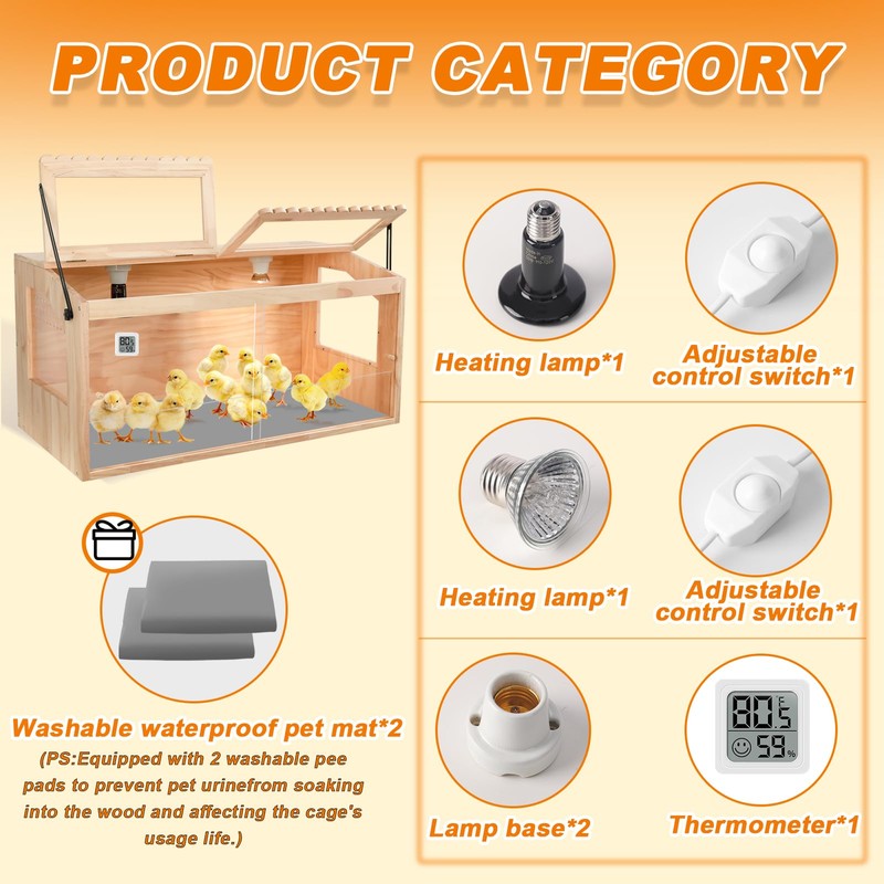 Chicken Brooder Box, Brooder Box for Chicks & Quail, Large