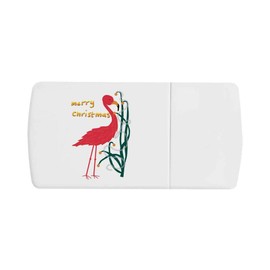 'Flamingo Decorates for Christmas ' Pill Box with Tablet Splitter (PI00031041)