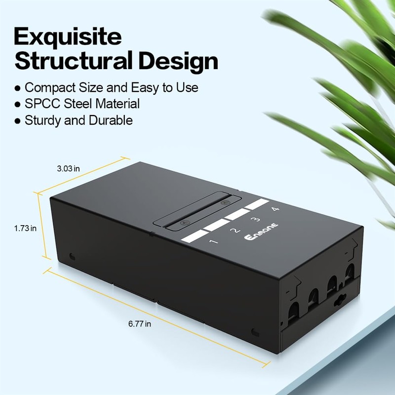 Enmane 4 Port Blank Keystone Patch Panel Shielded Network Patch