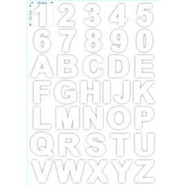 Kungfu Graphics 2" high Number Letter Vinyl Sticker Sheet Alphabet Decal Waterproof Universal, White, UEQ-W56