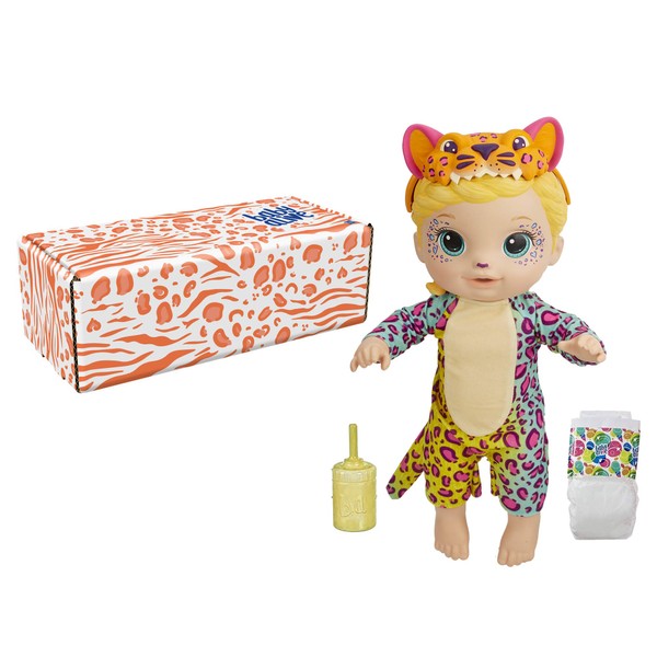 Baby Alive Rainbow Wildcats Doll, Leopard, Accessories, Drinks, Wets, Leopard Toy for Kids Ages 3 Years and Up, Blonde Hair ()