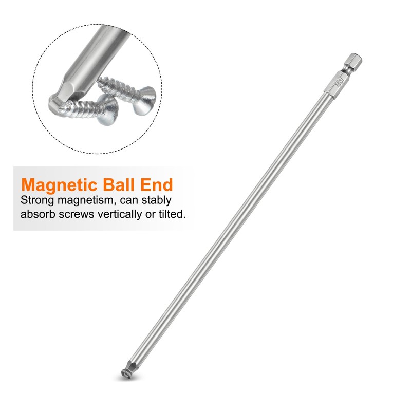 sourcing map 4pcs Ball End Hex Screwdriver Bit Set 3mm-6mm