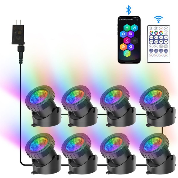 CREPOW RGB Underwater Pond Lights, Super Bright LED Submersible Fountain