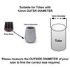 12mm Rubber Feet, Grey Tube End Caps, Pack of 4