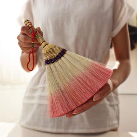 MXY Mini Broom Short Handle Handmade Natural Brooms Home Decorative Broom Retro Sweeping Brooms for Car, Sofa, Corner, Angle, Mats, Desk, Chair and More