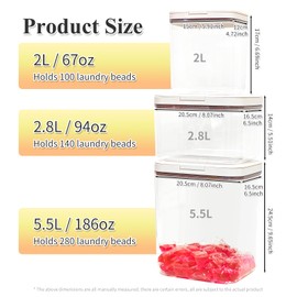 3 Pack Laundry & Dishwasher Pod Container Set,67oz 94oz 186oz Storage