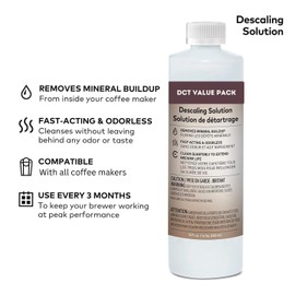 Descaling Solution Pack of 3 (14 fl oz Each) for Single Serve Coffee Machines with Complimentary Direct Coffee Tea Est 2019 Brand Sticker