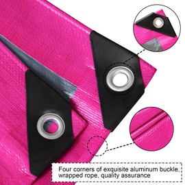STARPYNG-12 Mil Pink/Silver 12x16 Feet Tarp-Heavy Duty Poly Tarp-Cover,Waterproof, UV Resistant, Weather Resistant, Cover Cars, Boats, Courtyards,Camping
