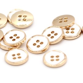 USOSOU 11mm 4 Holes Gold Metal Shirt Buttons, Small Round Gold White Button for Sewing, Kids Women Blouse, Top, Cuff, Collar, Dress, Vintage Handmade Decorations, DIY Crafts (20pcs 11mm(0.43inch))