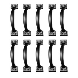 Operitacx 10 Pcs Barn Door Handles Black, Vintage Iron Door Pull Handle with Screws, Cabinet Pulls for Kitchen Furniture Wardrobe Barn Doors