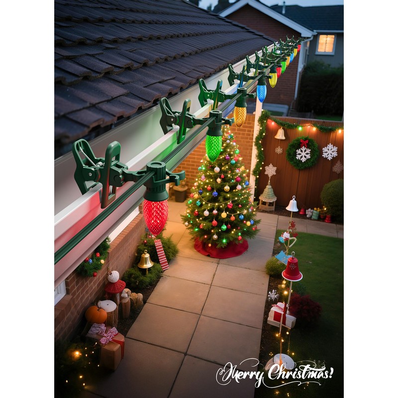 C7 C9 Christmas Lights Spring Clips, 100 Count Holiday Lights