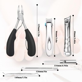 Homshsjhkis 6 Stück Nagelschere Set, Nagelknipser für Senioren Dicke Nägel, Winkelkopf Große Zehennagelknipser, Breite Kieferöffnung Zehennagelclipper für Zehennägel, Sharp Nail Clipper Männer Frauen