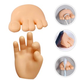 HOLIDYOYO 2pcs Funny Toe Toothbrush Holder with Suction Cup, Bathroom Toothbrush Holder Cable Line Organizer with Sucker Creative Wall Hook for Kitchen Bathroom