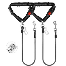 Dog Seat Belt for Car,Chew Proof Dog Car Seat Belt,2 in 1 Car Harness for Dogs Safety Seat Belt,Heavy Duty Pet Seat Belt for Medium & Large Dogs Chewer
