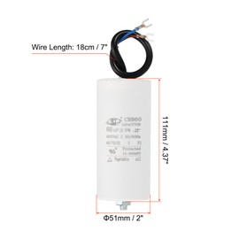 PATIKIL CBB60 60uF Running Capacitor, AC 450V 2 Wires 50/60Hz Cylinder Bottom with Screw 111x51mm for Washing Machine,Water Pump Motor Star