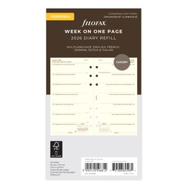 Filofax Personal Week Per Page, 5 Languages, Cotton Cream, 2026, 26-68439