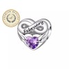 Viola Lovely Charm February Heart Infinity Birthstone Charm For Bracelet,