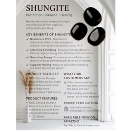 Pachamama Essentials Tumbled Shungite Stones - Polished Gemstone - Water Purification, Reiki, Massage, Energy Crystal Healing (1/2 lb)