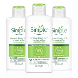 Simple Kind to Skin Replenishing Rich Moisturiser 125ml, 12 Hour Hydration, Pack of 3