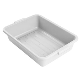 Restaurantware TUB ONLY: RW Clean 20 x 15 x 5 Inch Kitchen Bus Tub 1 Durable Bus Utility Box - Easy-Grip Handles Freezable White Plastic Bus Box For Restaurants Or Catering Services