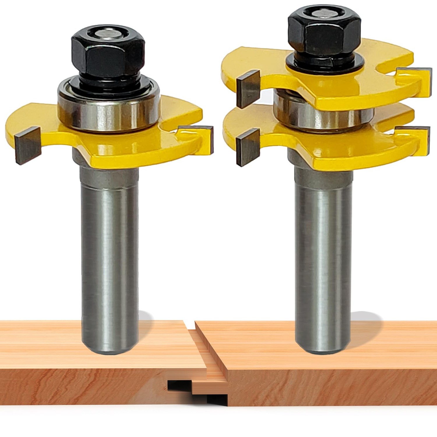 2 PCS Tongue and Groove Router Bit Set 1/2 Shank, 3Tooth Adjustable T ...