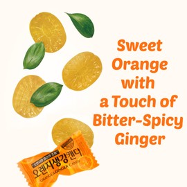 COELO Korean Orange Ginger Candy 250g (8.81oz) | Sweet & Spicy Flavor Hard Candy | Natural Ginger Root Fresh Orange | Favorite Office Snack On-the-Go Share Size Dessert Individually Wrapped | K-Food