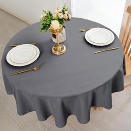 DWCN Round Tablecloth Table Cloth Round 120cm Diameter Wipe Clean Tablecloth Grey Table Cloth Wipeable Tablecloths Round Table Cloth Waterproof