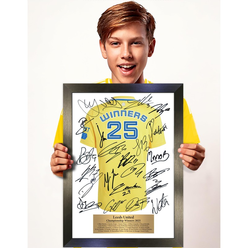 Leeds United Championship Winners 2025 Limited Lufc Edition Signed A3