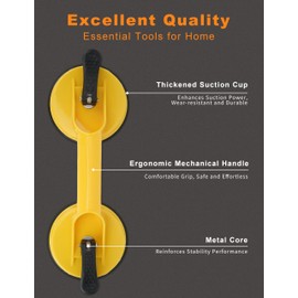 LOGNEW Suction Cups Heavy Duty Aluminum - Dent Puller Glass Holder Hooks to Tile Lifter/Moving Glass/Pad for Lifting/Dent Removal Tools (3 Pack)