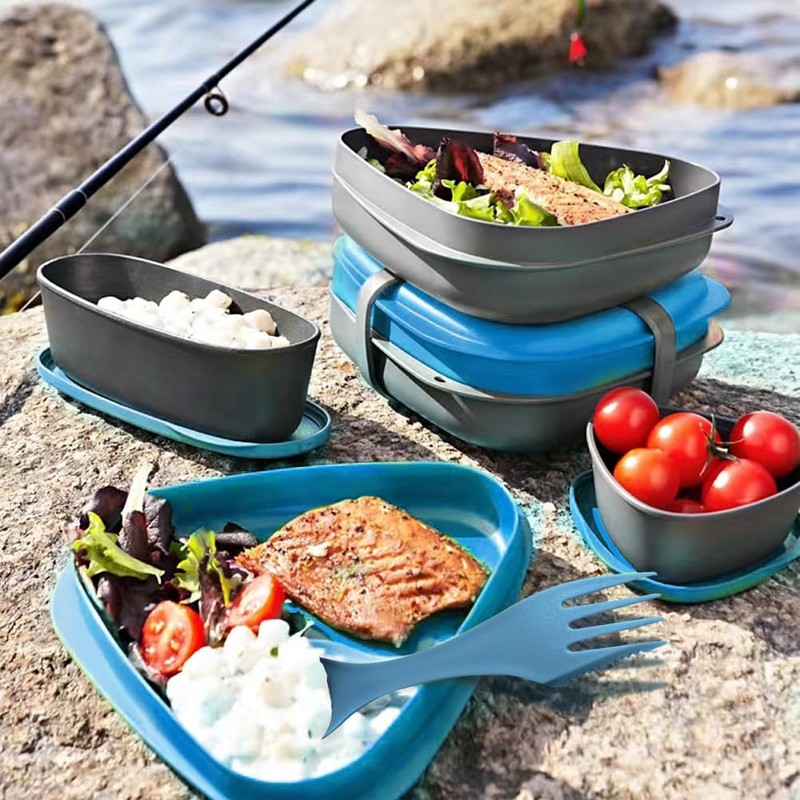 Utility Spork 3-in-1 Combo Spoon-Fork-Knife Camping Utensil (8 pack, Blue)