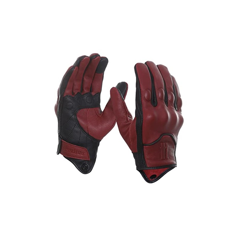 Harssidanzar Men's Full Finger Goatskin Leather Touchscreen Motorcycle Gloves GM028E,